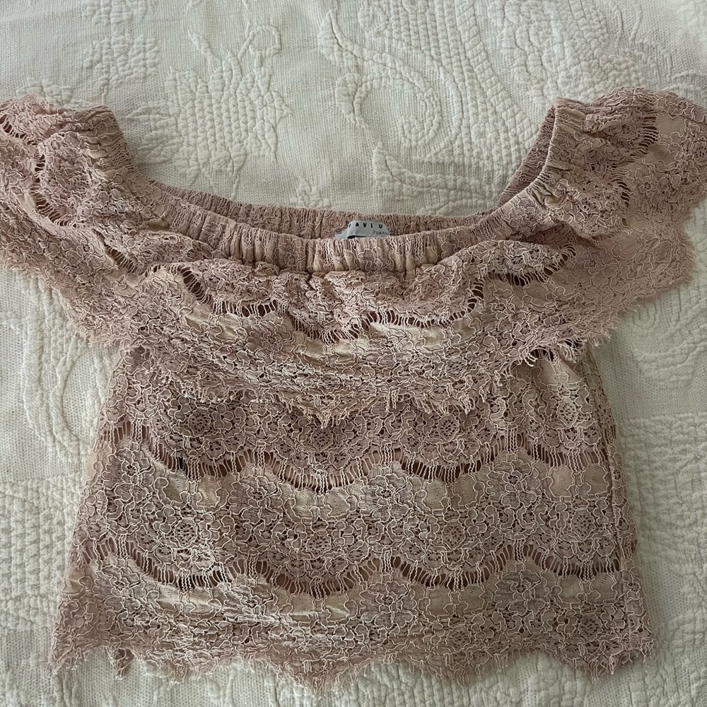 FAVLUX Pink Sleeveless Ruffled Crop Blouse